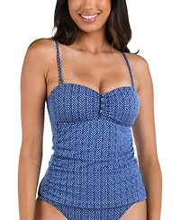 La Blanca Women's Charmed Coast Printed Bandeau Tankini Top