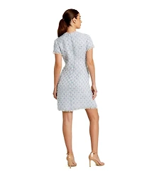 Mac Duggal Women's Floral Buttons and Pearl Detailing Boucle Shift Dress