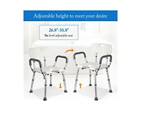 gaomon U Shower Seat, Adjustable Height Shower Chair, with Padded Armrests and Back, Inside Shower Chair Support 350 lb Capacity, Slip Resistant Showe