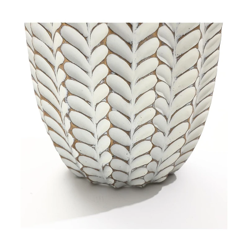 LuxenHome Modern Geometric Pattern Polyresin -Inch Tall Cylinder Vase
