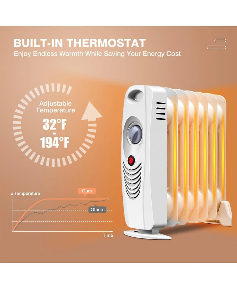 Sugift 700 W Portable Mini Electric Oil-Filled Radiator Heater