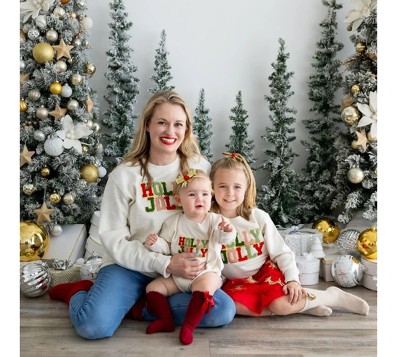 Sweet Wink Baby Girls Holly Jolly Patch Christmas Long Sleeve Romper