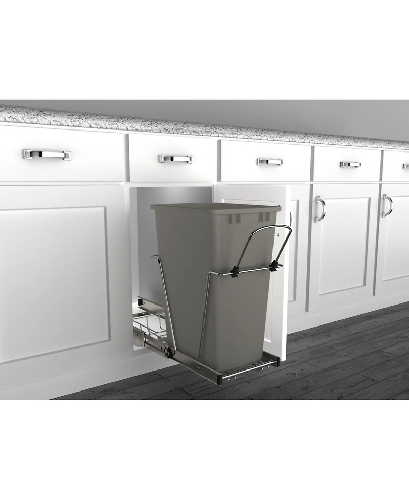 Rev-a-shelf Pullout Trash Can 35 qt. for Kitchen Cabinets, Gray, Rv-12KD-13C-S