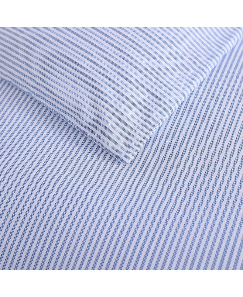 Poppy & Fritz Oxford Stripe Cotton Blue 2 Piece Duvet Cover Set-Twin