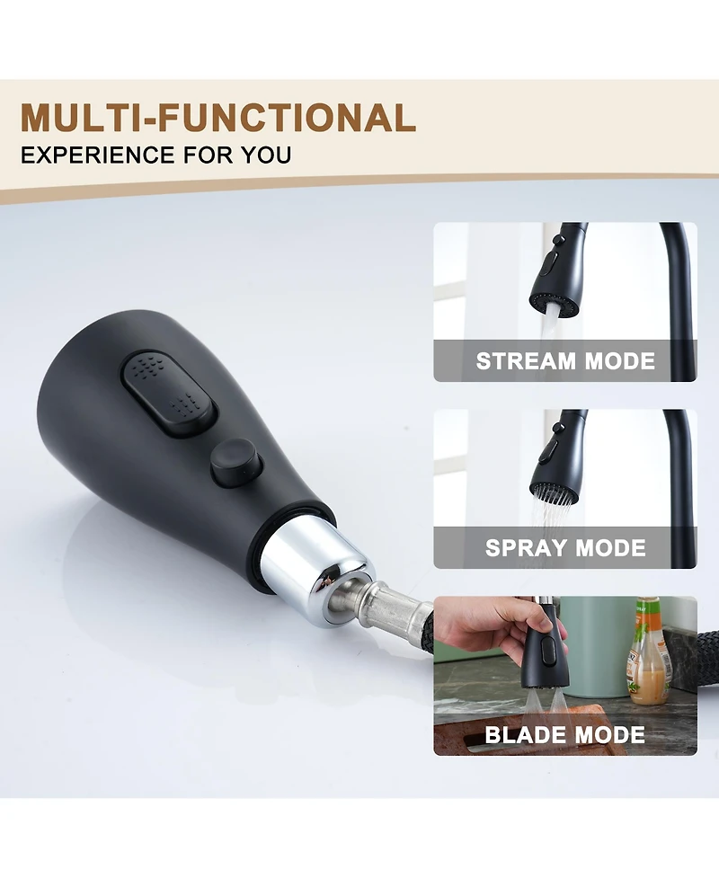 Casainc Single-Handle Pull-Down Sprayer Kitchen Faucet with Digital Display