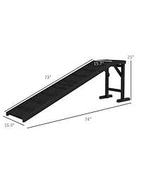 PawHut Dog Ramp w/ Non-Slip Carpet and Top Platform, 74" x 16" x 25",