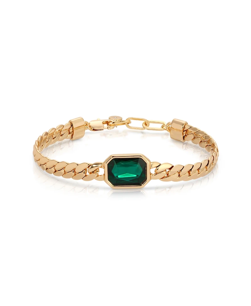 Ettika Deco Crystal Statement Cuban Chain Bracelet