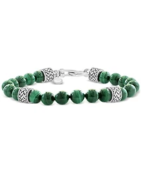 Effy Men's Malachite (8mm) Beaded Bracelet in Sterling Silver