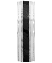 Men's Milgrain Bead Step-Edge Wedding Band Sterling Silver & Black Rhodium