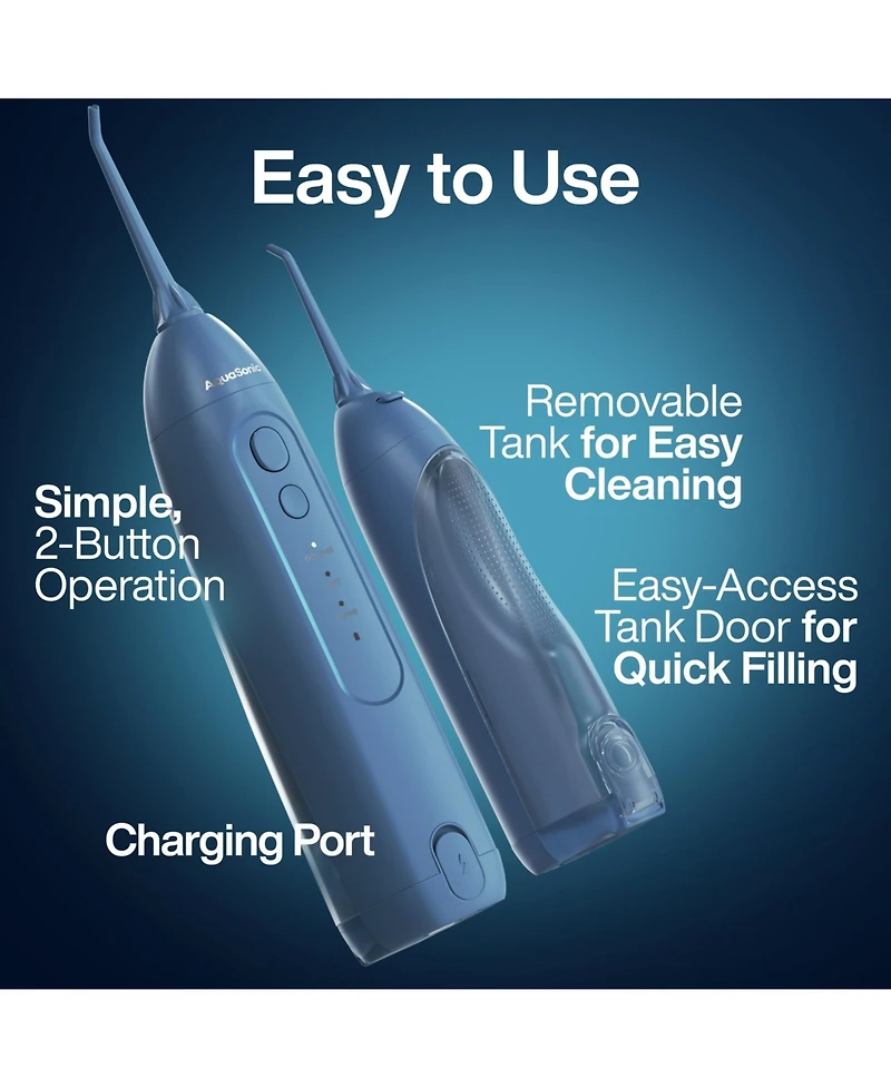 AquaSonic Icon Electric Water Flosser - Rechargeable, Included Jet Tip, Charging Cord, Home & Travel Use (Navy