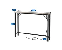 Gaomon Slim Console Table with Built-in Outlets, Narrow Console Table for Small Spaces, Behind Your Couch or in Tight Areas. Industrial-Style Sofa Tab
