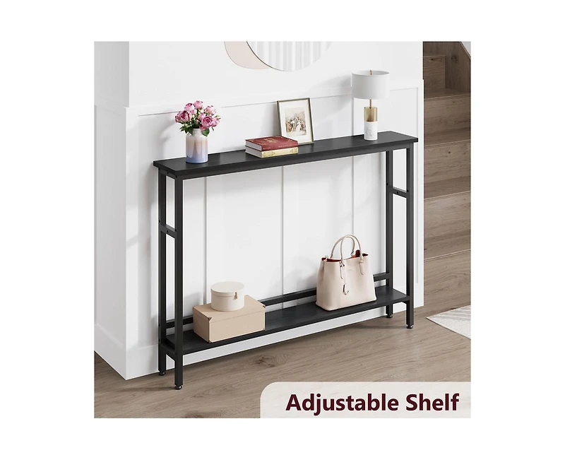 gaomon 5.9" Narrow Sofa Table, 2 Tier Skinny Console Table with Adjustable Shelf, Slim Behind Couch Table for Living Room, Entryway, Hallway
