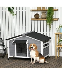 PawHut Dog House Outdoor Cabin Style with Openable Roof,