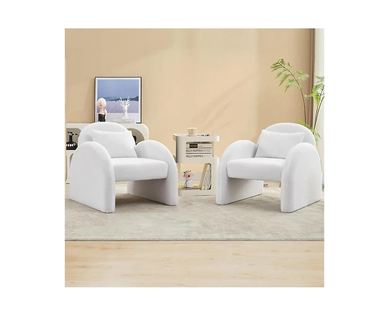 gaomon Sherpa Accent Chair,Teddy Upholstered Arm Single Sofa,Modern Fluffy Reading Chair for Living Room, Bedrooms, Corner,Mid Century Accent Armchair