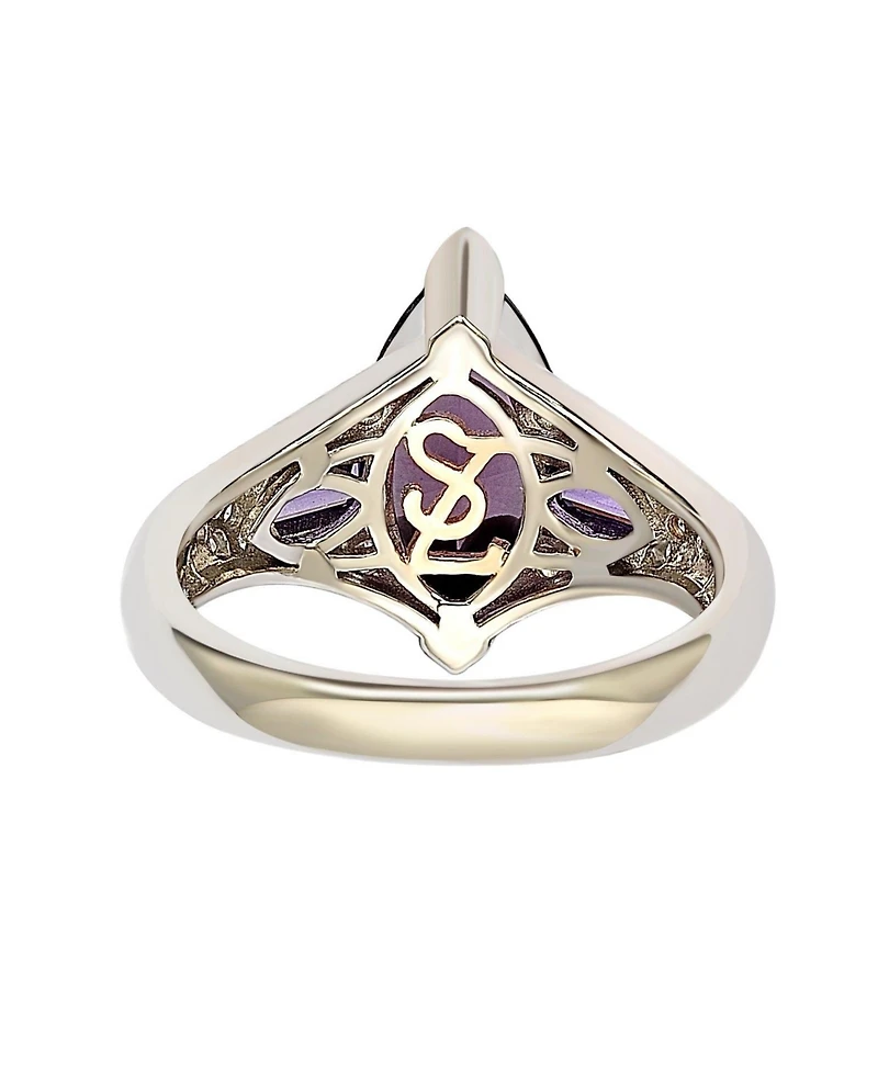 Suzy Levian Sterling Silver Cubic Zirconia Brown Marquise Center Stone Ring