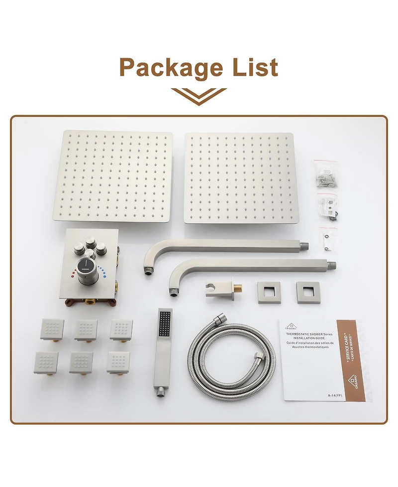 Casainc Single Handle 1-Spray Thermostatic 4-function Shower Faucet