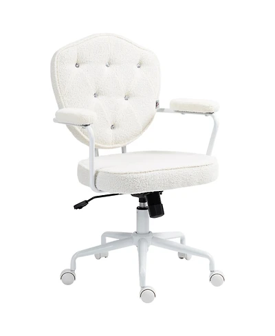 Homcom Cute Office Chair, Velvet-Feel Fabric Vanity