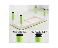 gaomon Modern Kids Table and 6 Chair Set, 47.20" Height Adjustable Toddler Table and 6 Chairs Set with Non-Slip Table Legs&Organizer Graffiti Desktop,