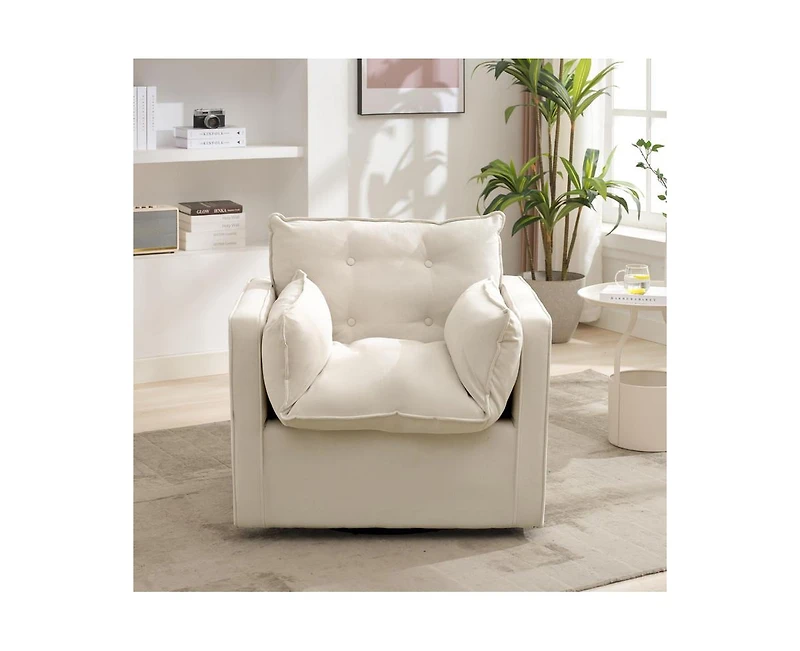 gaomon Swivel Accent Chair, Mid Century Modern Arm Chair for Living Room, Comfy Single Sofa Chair Reading Sofa with Solid Metal Base