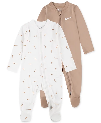 Nike Baby Essentials Viscose Long-Sleeve Footed Coveralls, 2 Pack