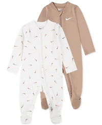 Nike Baby Essentials Viscose Long-Sleeve Footed Coveralls, 2 Pack