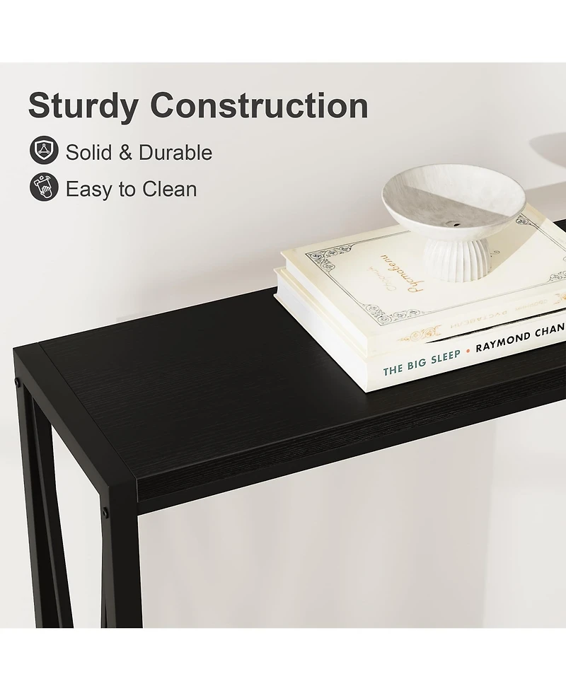 gaomon Console Table, 2-Tier Entryway Table with Storage, Narrow Sofa Table with V Design, 43" Industrial Console Table