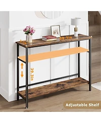 gaomon 2 Tier Entryway Table, Console Tables for Entryway, Industrial Sofa Table with Adjustable Shelf