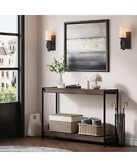 gaomon Console Table, 39.5 Inch Narrow Entryway Table with 2- Tiers Storage Shelves