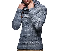 Leif Nelson Men s Knitted Pullover | Long-sleeved slim fit hoodie | Basic winter hoodie-sweater for Men