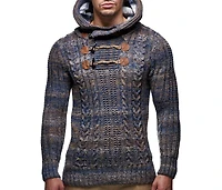 Leif Nelson Men s Knitted Pullover | Long-sleeved slim fit hoodie Basic winter hoodie-sweater for