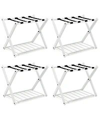 Set of Folding Metal Luggage Rack Suitcase Shoe Holder Hotel Guestroom withShelf