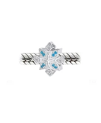 Bling Jewelry Aqua Ice Blue Snowflake Christmas Charm Bead with Crystals Bracelet