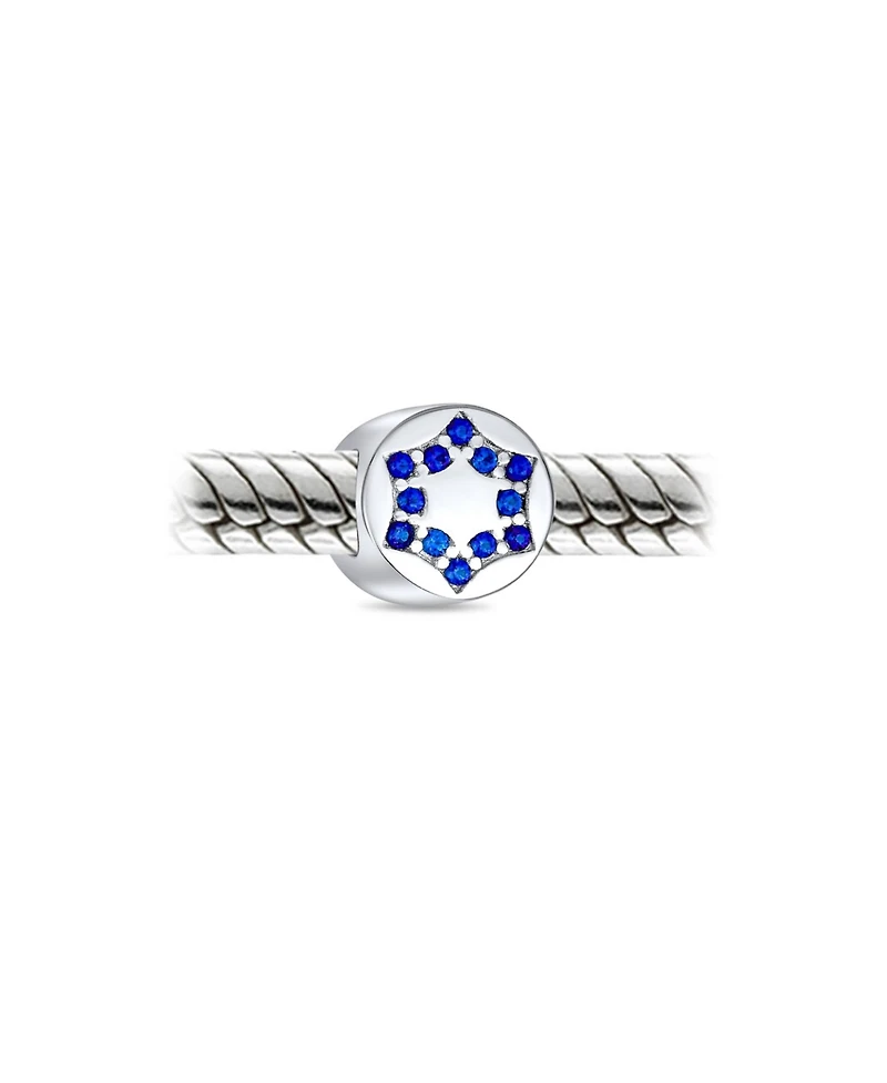 Bling Jewelry Hanukkah Blue Cz Star of David Charm Bead Bracelets