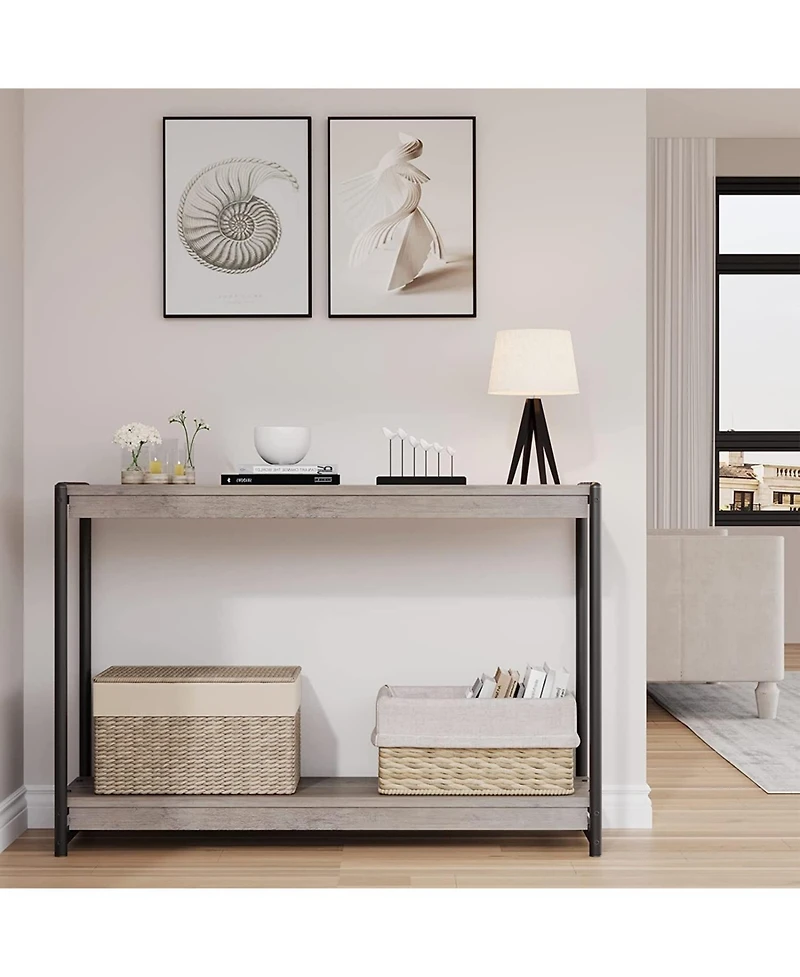 gaomon Console Table, 39.5 Inch Narrow Entryway Table with 2- Tiers Storage Shelves, Entrance Table