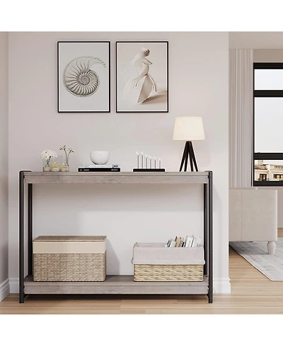 gaomon Console Table, 39.5 Inch Narrow Entryway Table with 2- Tiers Storage Shelves, Entrance Table