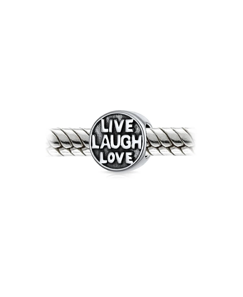 Bling Jewelry Live Laugh Love Mantra Charm Bead Sterling Silver Bracelet