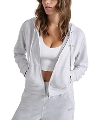 Dkny Sport Women's Studded-Logo Full-Zip Fleece Hoodie