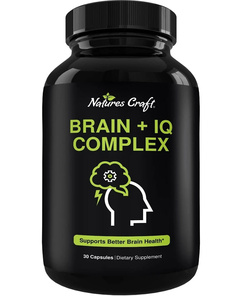 Nootropic Memory Supplement for Brain Support + Iq, Memory Pills for Brain Boost & Natural Energy Booster Vitamin B12 Supplement, Nature's Craft, 30ct