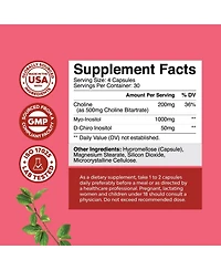 Nature's Craft Myo & D-Chiro Inositol Capsules, Choline Inositol Supplement for Cycle & Fertility Support, Womens Hormone Balance Supplement, Nature's