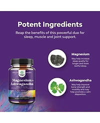 Nature's Craft Magnesium + Ashwagandha Tablets, Calming Magnesium Supplement for Mood Sleep and Relaxation, Nature's Craft, 90ct