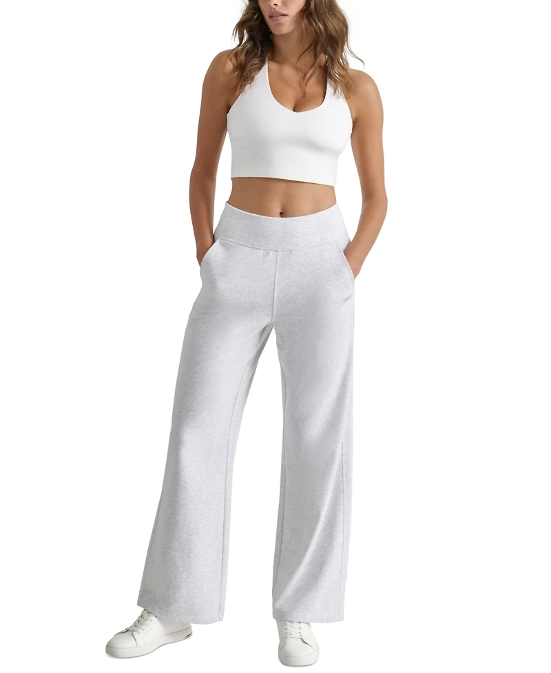 Dkny Sport Women's Studded-Logo Wide-Leg Pants