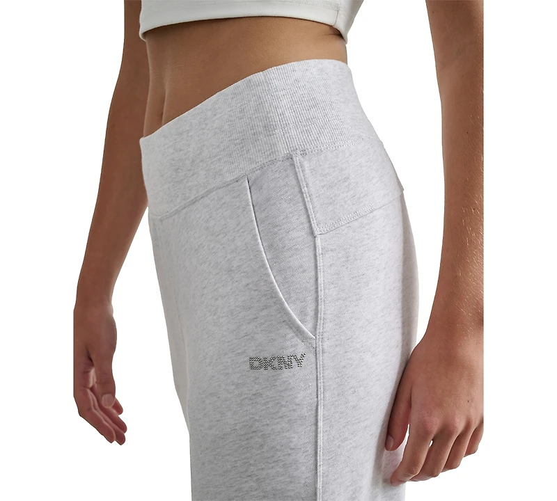 Dkny Sport Women's Studded-Logo Wide-Leg Pants