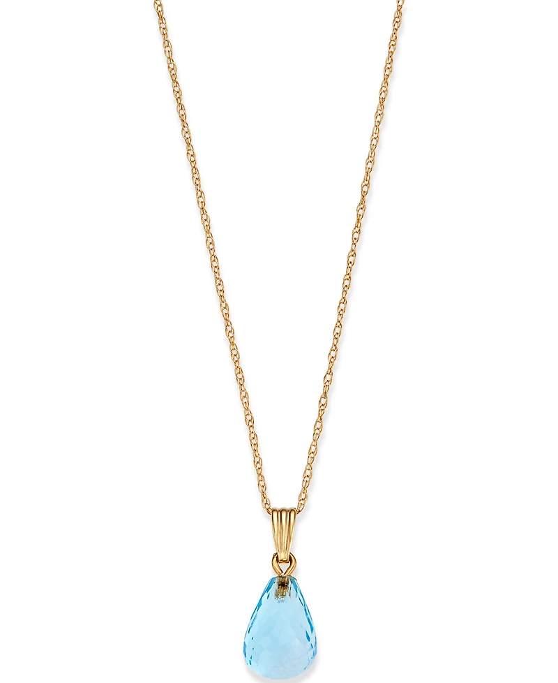Blue Topaz Briolette 18" Pendant Necklace (4 ct. t.w.) 14k Gold (Also Peridot & Citrine)