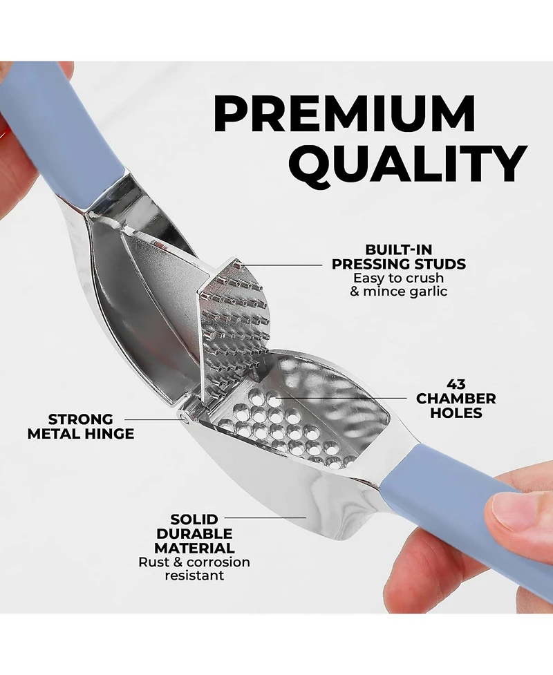 Garlic Press Comfort Grip with Peeler and Brush