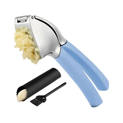Garlic Press Comfort Grip with Peeler and Brush