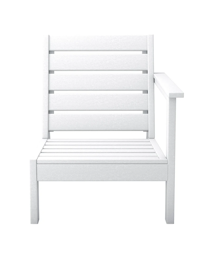 WestinTrends Outdoor Patio Hdpe Right Arm Facing Sectional White Corner Club Chair with Cushions