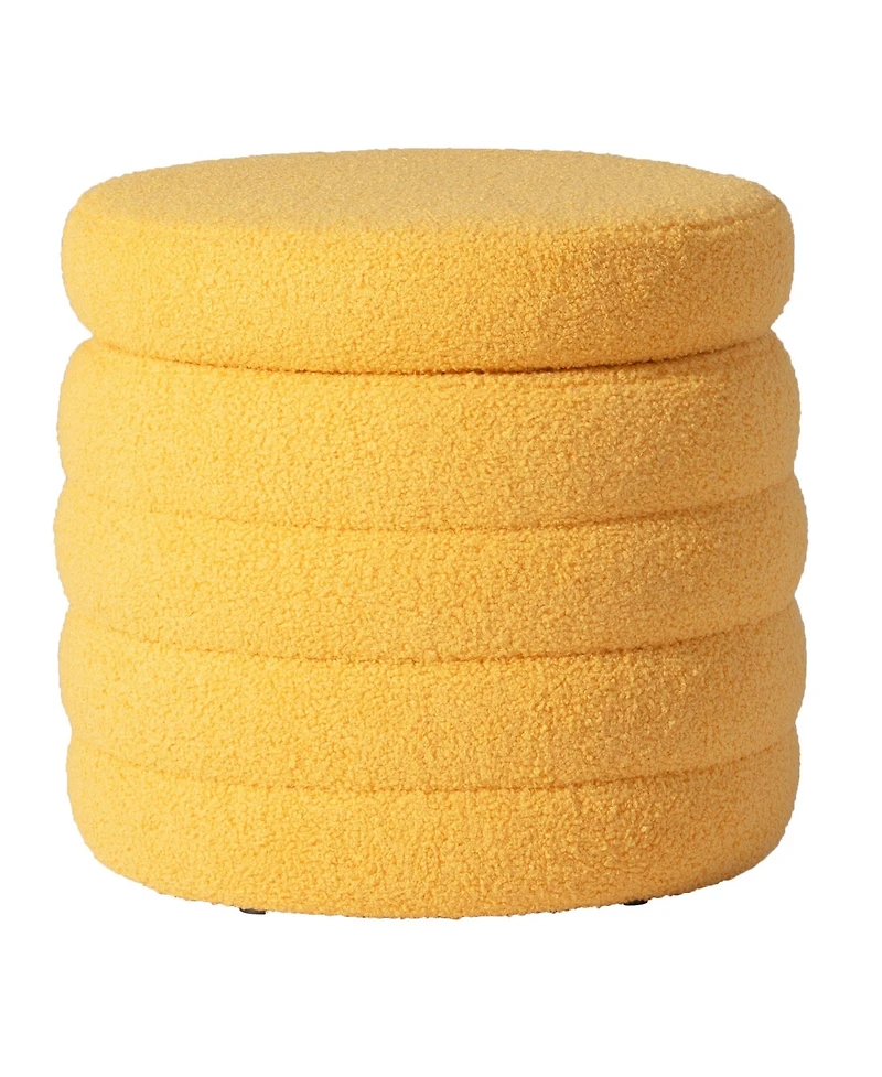 WestinTrends Mid-Century Modern Faux Sherpa Swivel Barrel Accent Chair With Storage Ottoman