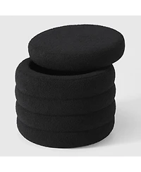 WestinTrends Mid-Century Modern Faux Sherpa Round Storage Ottoman