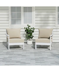 WestinTrends Outdoor Patio Hdpe White Loveseat Sofa with Cushions