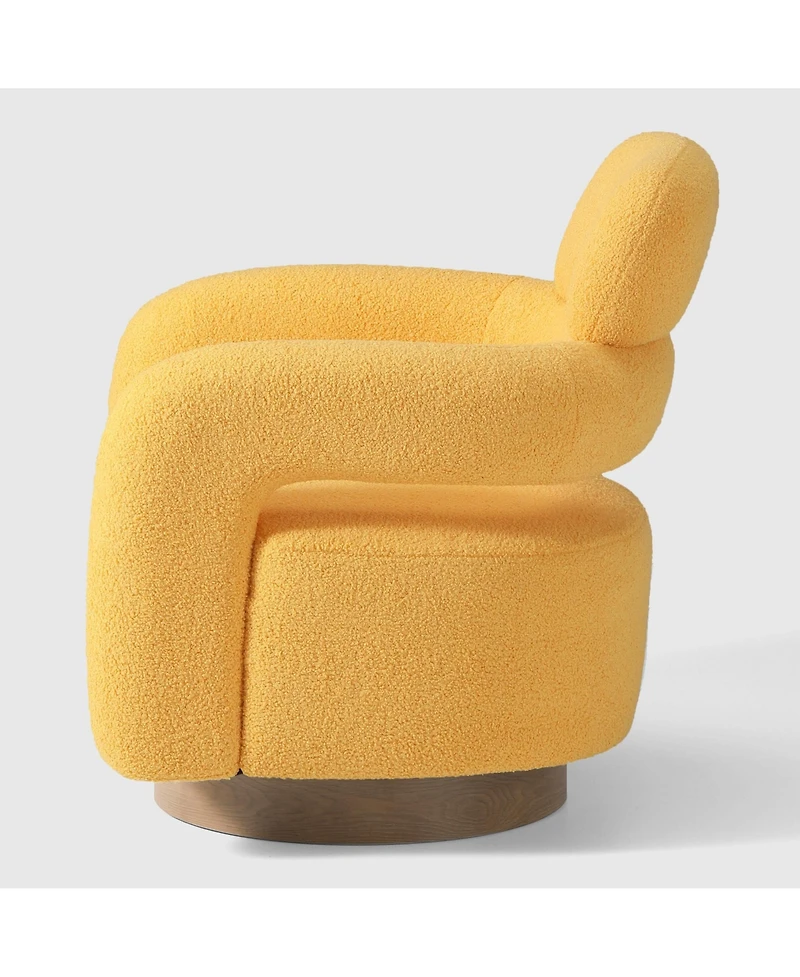 WestinTrends Mid-Century Modern Faux Sherpa Swivel Barrel Accent Chair (Set of 2)